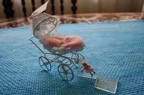Pretty pram and little doll - for miniature collecting