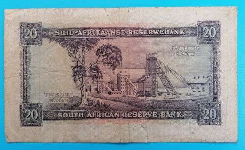 S. A. Bank Note :TWENTY RAND / TWINTIG RAND : MH de Kock (D1-358785)