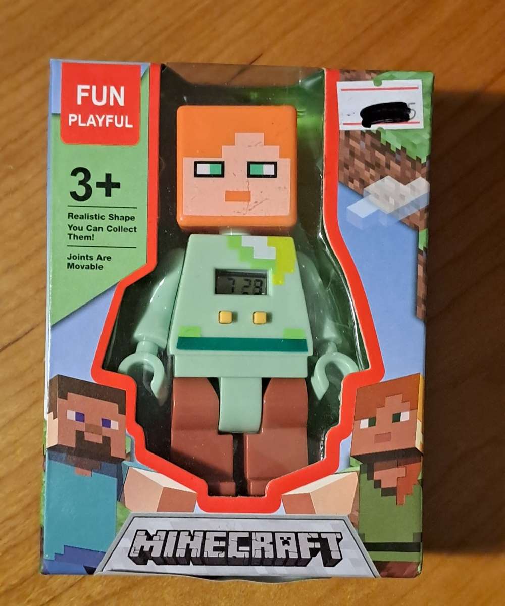 Minecraft Alex Figure with Digital Time Interface (Still in original box)