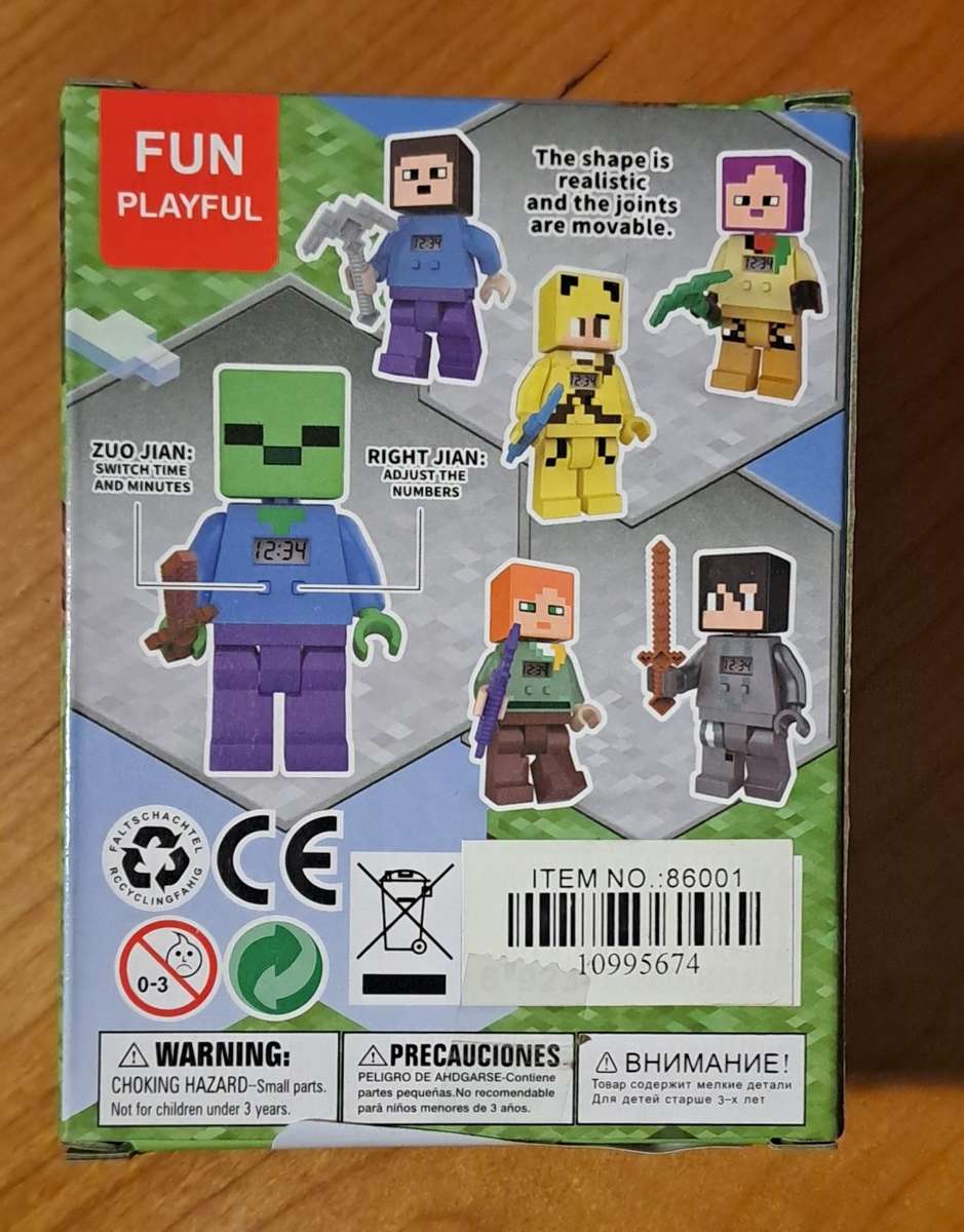 Minecraft Alex Figure with Digital Time Interface (Still in original box)