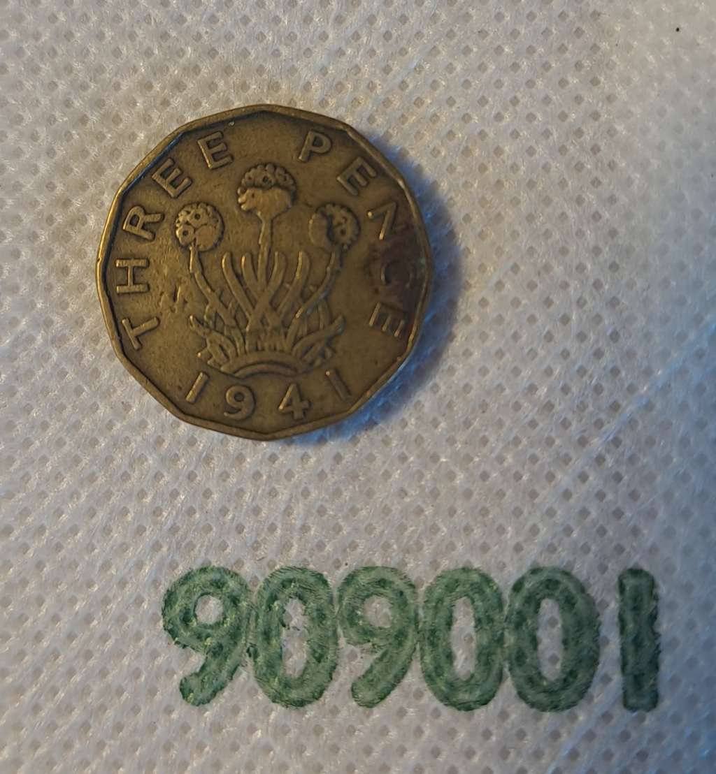 Cancelled 1941 Three Pence coin