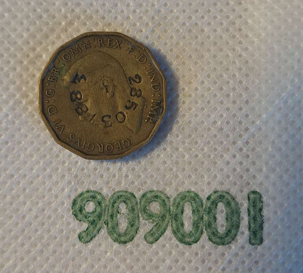 Cancelled 1941 Three Pence coin