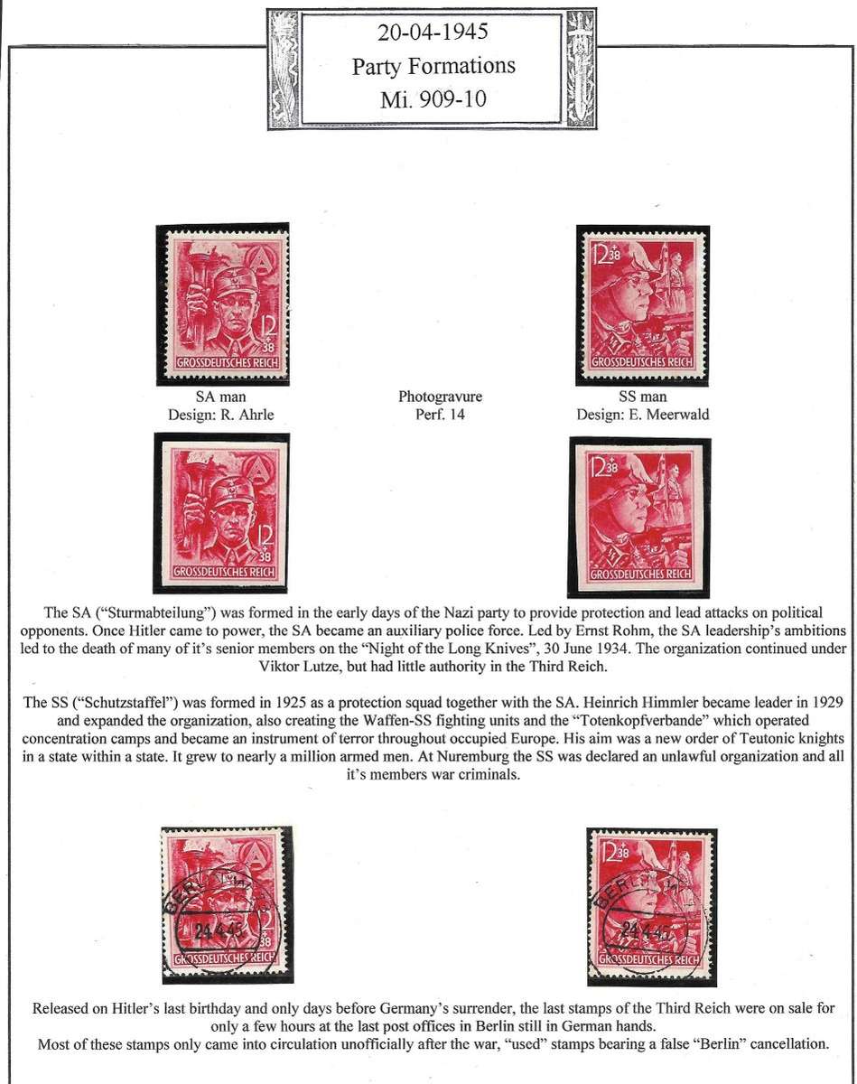 DEUTSCHES REICH  Mi 909&910  SCARCE ITEMS