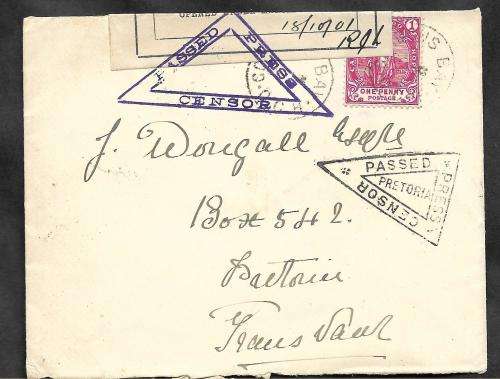 1901 BOER WAR COVERS- OPENED UNDER MARTIAL LAW