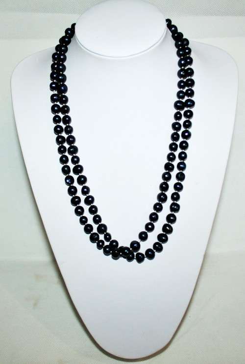*PEARLS* GENUINE VERY LONG KNOTTED AA GRADE DARK BLUE FRESHWATER PEARL NECKLACE