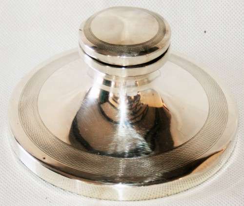 *INK*RARE LARGE HALLMARKED SILVER BIRMINGHAM 1937 SANDERS & MACKEZIE INKWELL - VALUE R2950