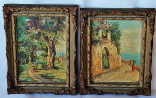 *OIL*PAIR OF ANTIQUE SIGNED AND FRAMED OIL PAINTINGS BY FAMOUS ITALIAN ARTIST G.MARIANI-HIGH VALUE