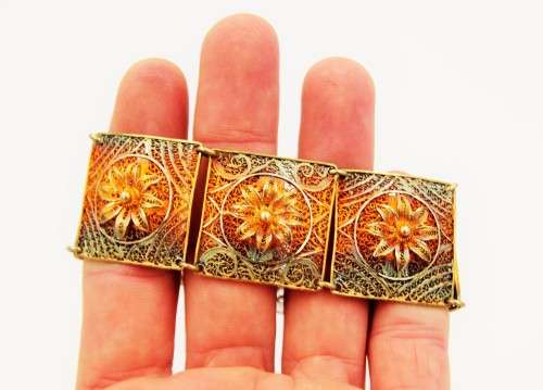 *FILIGREE*WOW ! STUNNING ANTIQUE STERLING SILVER FILIGREE BRACELET