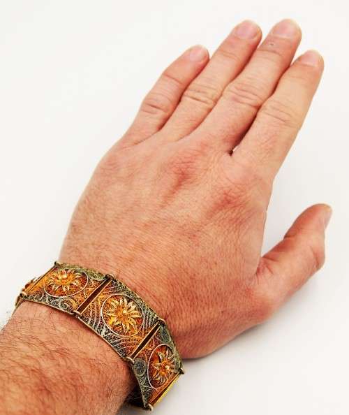 *FILIGREE*WOW ! STUNNING ANTIQUE STERLING SILVER FILIGREE BRACELET