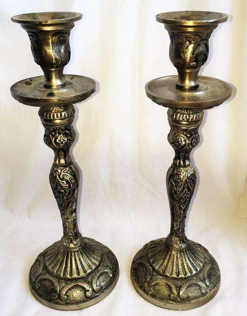 PAIR OF VINTAGE ORNATE CANDELABRAS/CANDLE HOLDERS !EACH 27CM TALL