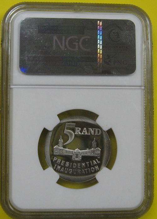 PF69 NO STEPS 1994 Mandela R5 Inauguration  RARE COIN