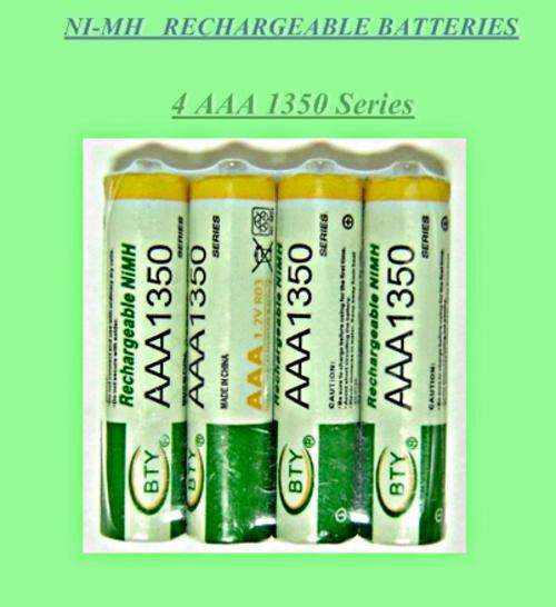 4 x AAA 1350 mAh Ni-Mh RECHARGEABLE BATTERIES