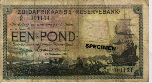 SOUTH AFRICAN BANK NOTES ONE POUND WH CLEGG
