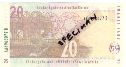 GILL MARCUS TWENTY RAND SOUTH AFRICAN BANK NOTES 1st ISSUE DOUBLE AA SERIES