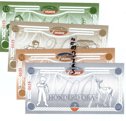 ORANIA ORA "SOUTH AFRICAN" BANK NOTES FULL SET ALL SAME SERIAL NUMBERS