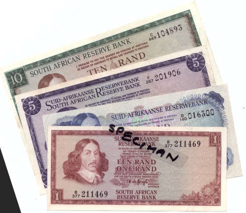 T W de JONGH FULL SET OF SOUTH AFRICAN BANK NOTE 3rd ISSUE