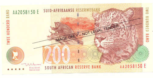 T T MBOWENI R200 RAND SOUTH AFRICAN BANK NOTE 1st ISSUE DOUBLE AA