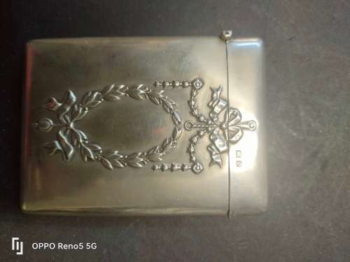 Antique  business card holder in sterling silver. Hallmarked