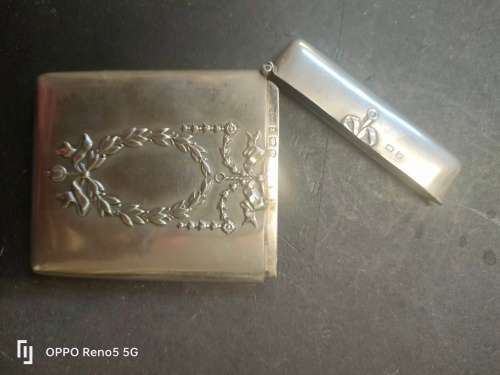 Antique  business card holder in sterling silver. Hallmarked