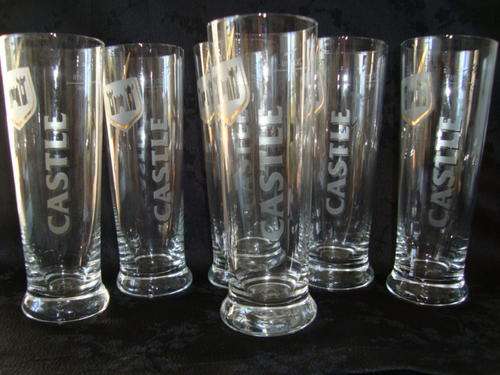 CASTLE LAGER GLASSES 300ml... CASTLE LOGO ETCHED IN BOTTOM