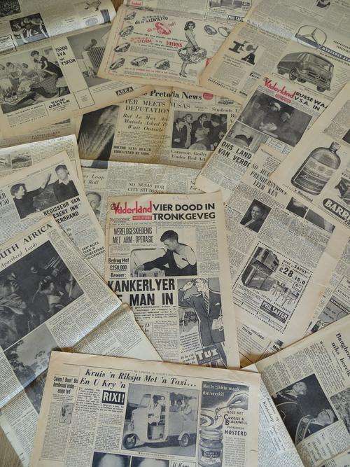 MIXED LOT OF ORIGINAL 1958-1966 NEWSPAPERS PAGES...LOVELY FOR DECOUPAGE IDEAS!!