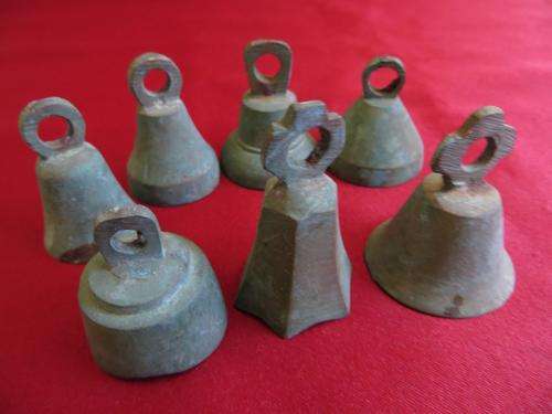 Vintage India Small Brass Bells, each with a different ring tone