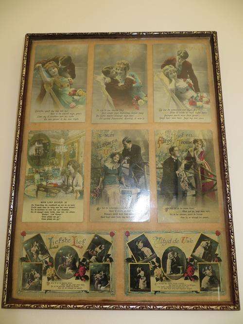 ROMANTIC ORIGINAL DUTCH VICTORIAN FRAMED POSTCARDS....BEAUTIFUL PIECE!!
