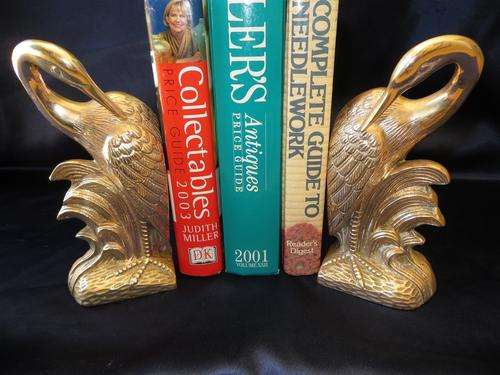 SOLID BRASS SWAN BOOKENDS....BEAUTIFUL DETAILED EYECATCHING PIECES!