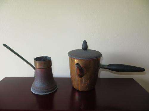 VINTAGE BRASS KITCHEN POTS