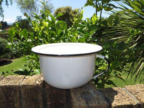 Vintage White Enamel Chamber Pot