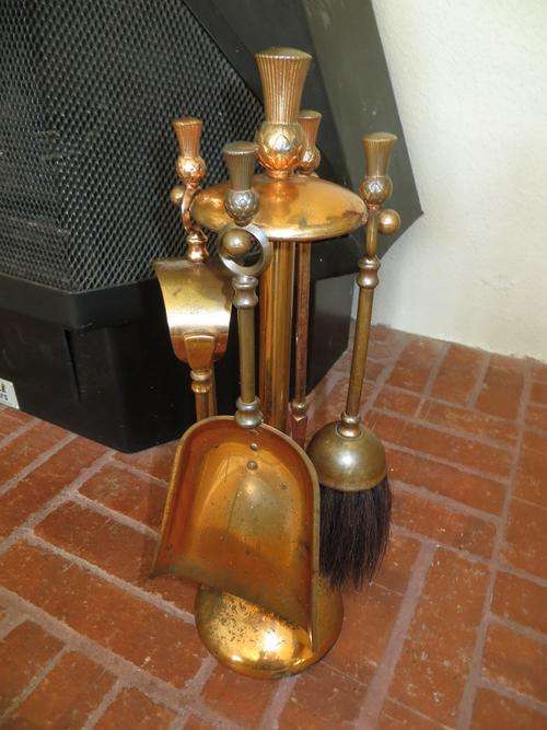 Ianthe Brass Plated Thistle (Flower of Scotland) Fireplace Toolset  (Made In England)