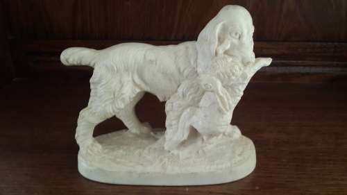 Vintage Italian Sculptor A.Santini Hunting Dog Resin Figurine