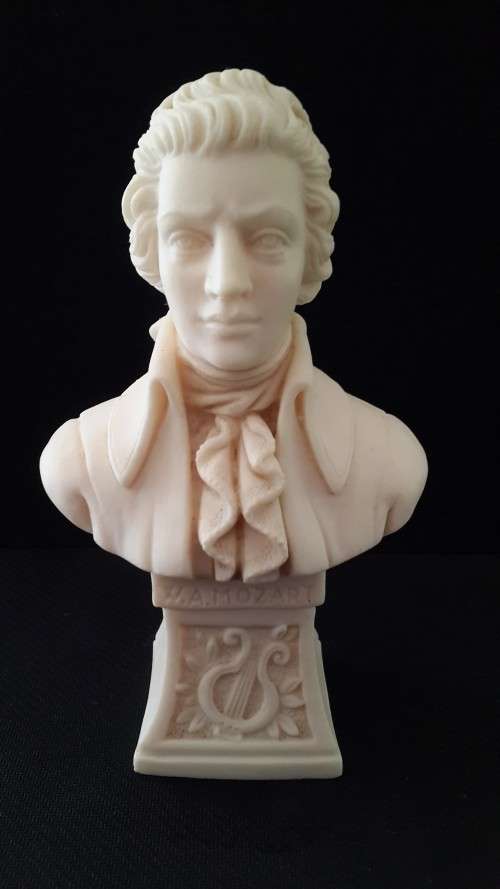 Classical Composer Bust Figurine of Wolfgang Amadeus Mozart Signed by Artist