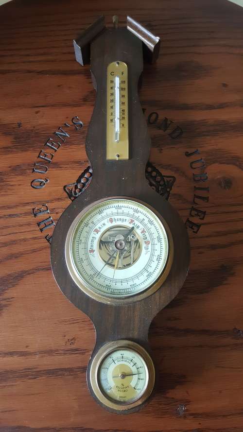 Western Germany Wooden Wall Hanging Barometer With Thermometer and Hygrometer