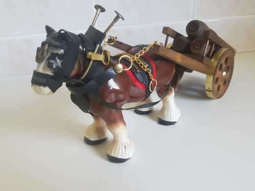 Vintage Beswick Style Ceramic Clydesdale with Beer Wagon