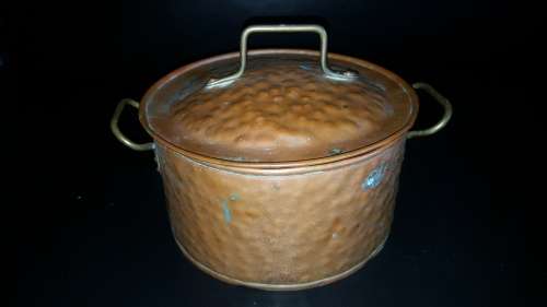 Beautiful Red Copper Cooking Handled Lid Pot