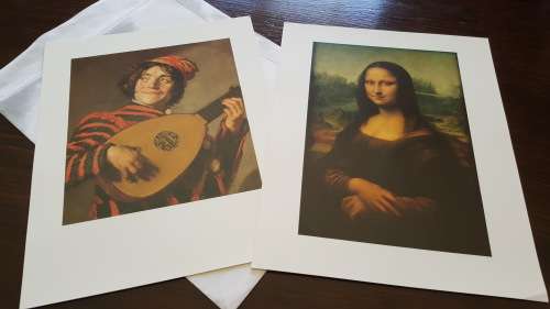 ORIGINAL LOUVRE Paris Prints of LEONARD DE VINCI (MONA LISA) and Hals (1581-1666) The Jester