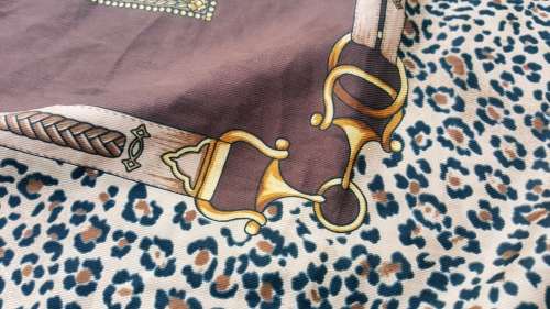 VINTAGE HERMES STYLE SADDLE PRINT SILK SCARF