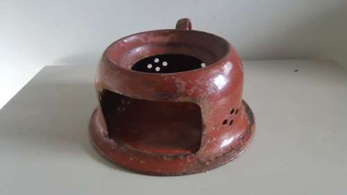 ANTIQUE ENAMELWARE KETTLE/POT WARMER