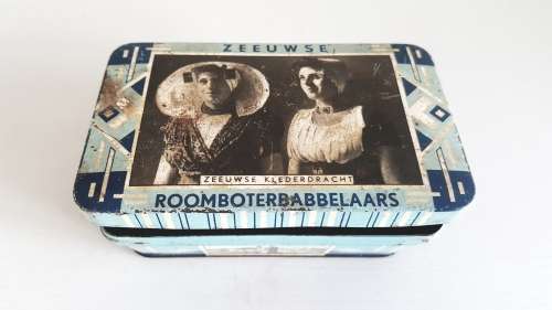 1930s Dutch Candy/sweet/Chocolate Tin Litho Art Deco Zeeuwse Roomboterbabbelaars