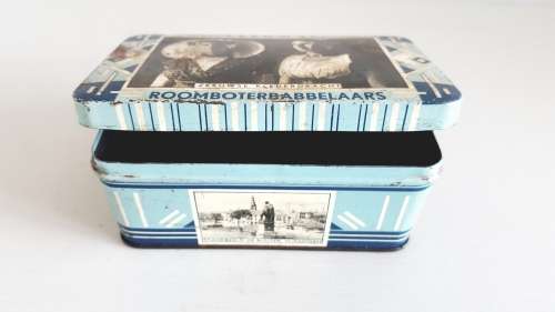 1930s Dutch Candy/sweet/Chocolate Tin Litho Art Deco Zeeuwse Roomboterbabbelaars