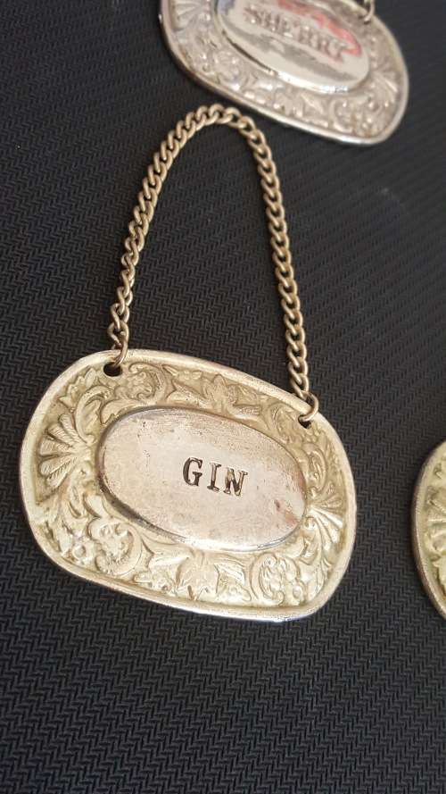 Vintage collection of Silver Plated Decanter labels (whiskey/gin/sherry/brandy)