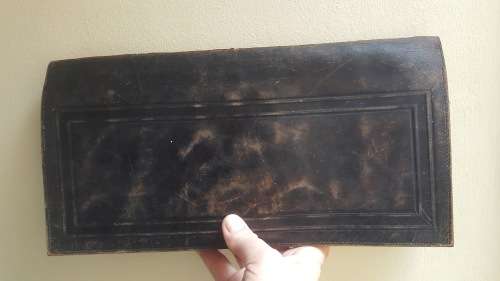 ANTIQUE GENUINE LEATHER GERMAN DOCUMENT HAND HELD BAG WITH SILVER BUCKLE