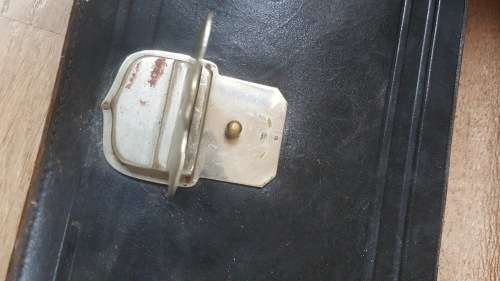 ANTIQUE GENUINE LEATHER GERMAN DOCUMENT HAND HELD BAG WITH SILVER BUCKLE