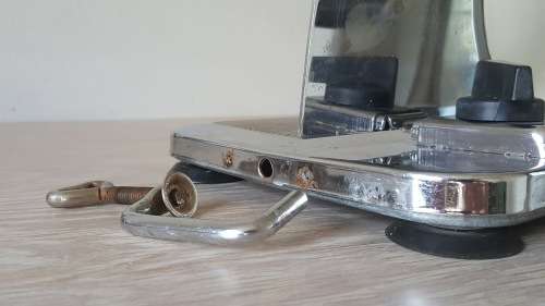 VINTAGE WHITE ENAMEL PINEWARE BREAD SLICER