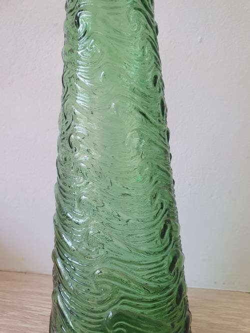 VINTAGE GREEN ITALY GENIE GLASS BOTTLE