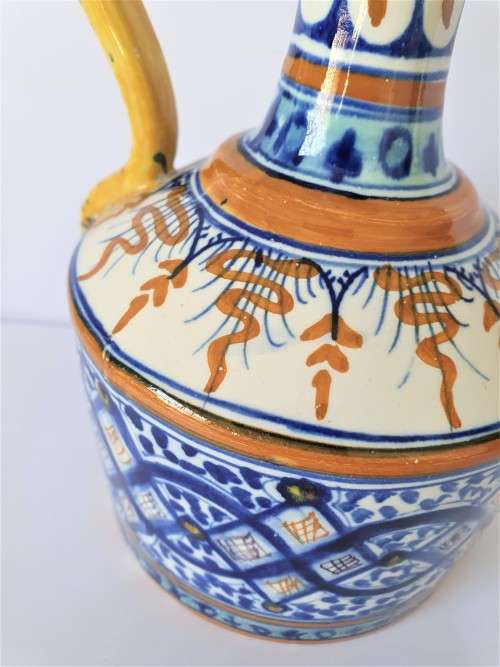 Beautiful Handpainted Arabic Islamic Ceramic Pottery Pitcher (Signed by Artist)