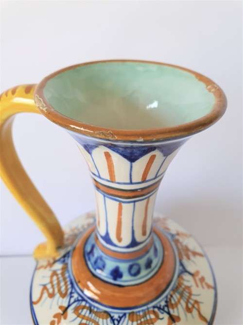 Beautiful Handpainted Arabic Islamic Ceramic Pottery Pitcher (Signed by Artist)