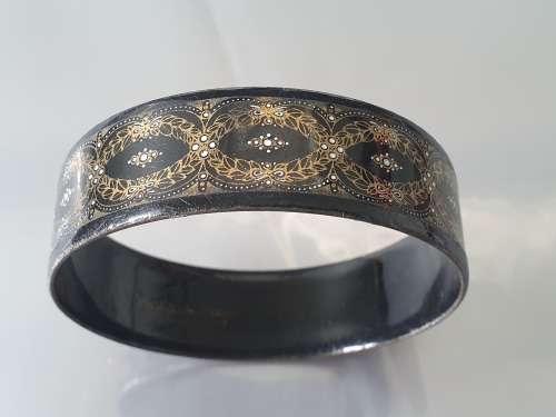 Michaela Frey Vintage Black Enamel Bracelet, Austrian Vintage Collectible Jewellery