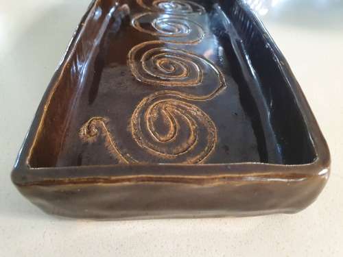 Handmade Vintage Pottery Platter/Plate with swirl patterns (Signed)